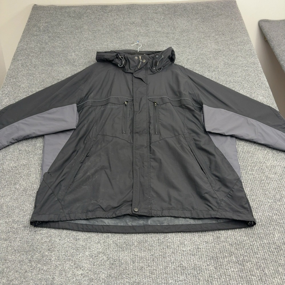Columbia Jacket Mens XXL Black Nylon Hooded Omni-Tech Interchange Gorpcore